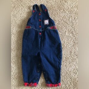 Vintage OshKosh denim overalls with plaid detail 3T boy girl snaps y2k unisex